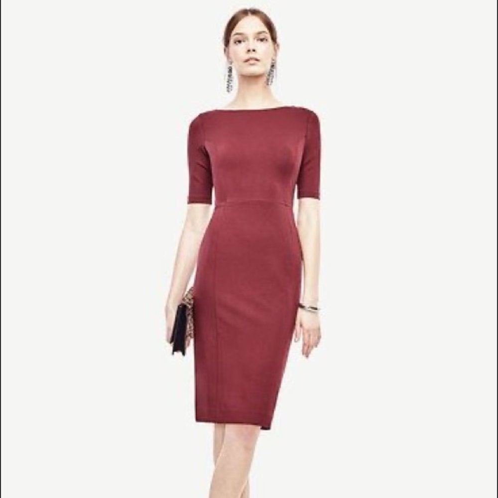 Ponte V-Back Sheath Dress (Ann Taylor)